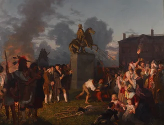 Pulling Down the Statue of King George III, c.1859